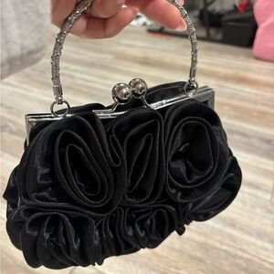 Chic Black Satin Evening Clutch